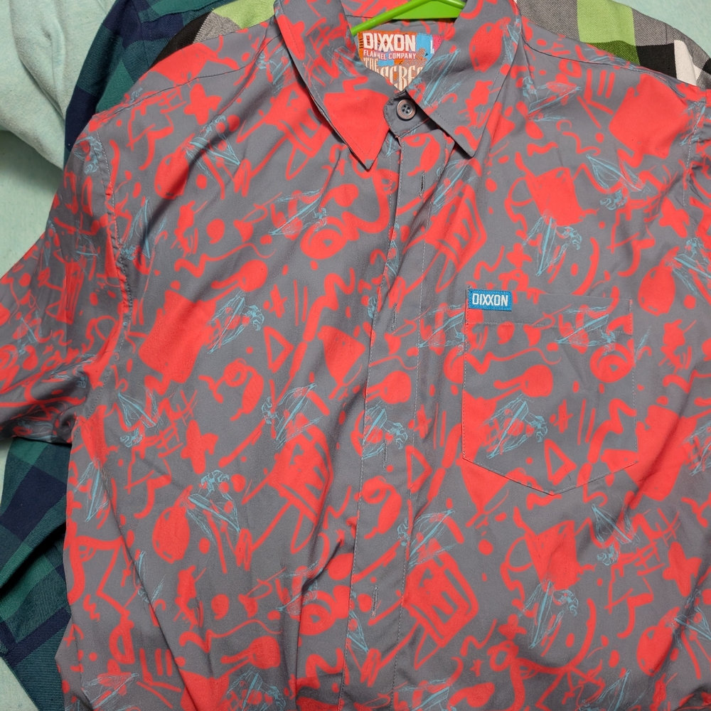 Dixxon The Screech Red and Gray Patterned Shirt